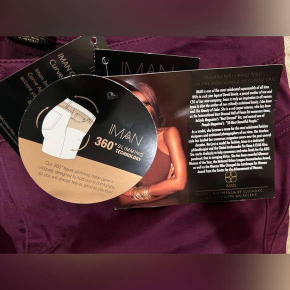 Iman global chic plum pants, jeans, size 8 new with tags. - Picture 3 of 4